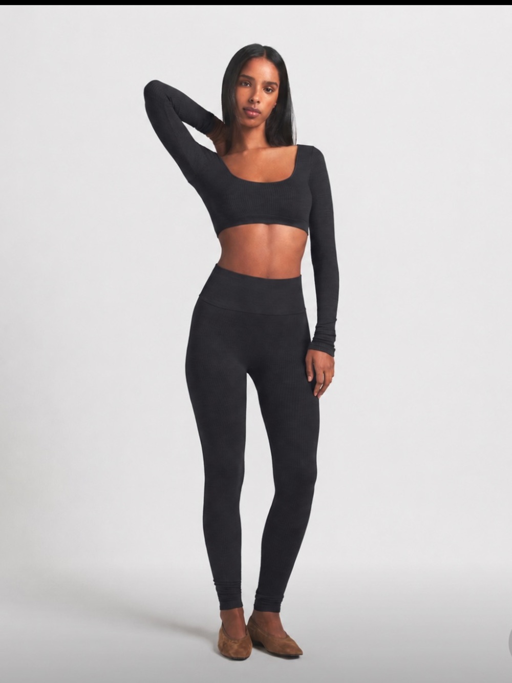Skims wool ribbed high waisted leggings size small in obsidian NWT